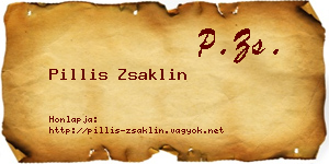 Pillis Zsaklin névjegykártya